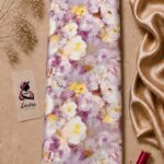 Soft watercolor floral print with lavender, ivory, and golden tones-Italian Silk (ST01)
