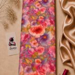 Romantic watercolor floral design with pink and lavender blooms on a soft mauve background-Italian Silk (ST01)
