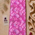 Soft pink floral print with blooming flowers in vibrant fuchsia tones-Italian Silk (ST01)