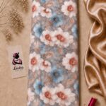 Elegant floral print in soft ivory, dusty blue, and blush tones-Italian Silk (ST01)