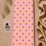 Minimal polka dot print featuring soft purple dots on a warm peach background-Italian Silk (ST01)