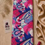 Pucci-inspired abstract print featuring vibrant pink, blue, and ivory swirls with a bold retro aesthetic-Italian Silk (ST01)