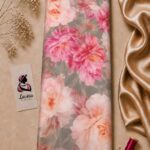 Soft watercolor floral print featuring blush pink peonies on a muted gray background for an elegant, romantic look- Italian Silk (ST01)