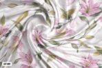 soft pink lily floral design with sage green leaves on an ivory background - Image 2