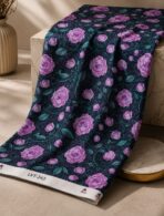 Romantic Botanical Floral with deep navy,Lavender,lilac,mauve,teal green Colors