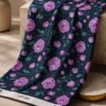 Romantic Botanical Floral with deep navy,Lavender,lilac,mauve,teal green Colors
