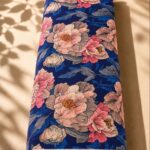 Large floral design in royal blue, blush pink, dusty rose, taupe, and slate blue-Italian Cotton (PC02)