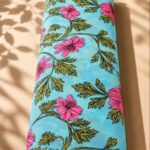 Floral vine design in sky blue, bright pink, olive green, and sage green-Italian Cotton (PC02)