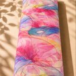 abstract bloom design in rose pink, cobalt blue, butter yellow, lavender, and white-Italian Cotton (PC02)