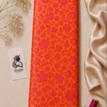 Charming ditsy floral design in vibrant orange, fuchsia pink, coral red, and warm tangerine-Italian Silk (ST01)