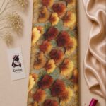 Vintage botanical leaf design in rust brown, golden yellow, sage green, olive, and warm taupe-Italian Silk (ST01)