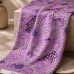 Lavender chain print with geometric motifs on a purple background- Italian Chiffon (CF01)