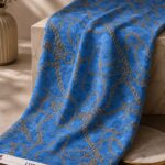 Blue chain print with gold chain motifs on a royal blue background-Italian Chiffon (CF01)