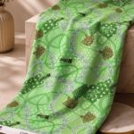 Green chain print with silver chain motifs on a vibrant lime green background- Italian Chiffon (CF01)