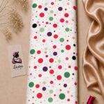 Playful multicolor polka dot design on a crisp white background-Italian Silk (ST01)
