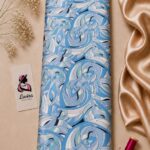 Emilio Pucci–inspired blue geometric swirl print in cool sky tones- Italian Silk (ST01)