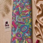 Emilio Pucci–inspired abstract geometric print featuring vibrant concentric circles, flowing curves, and bold turquoise, fuchsia, lime, and lavender tones-Silk Jacquard (JD07)