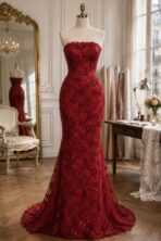 Luxury French floral embroidered lace with sequins, beads, and crystals on a sheer mesh base