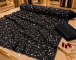French luxury sequin lace in black with shimmering all-over sequins and crystal embellishments - Image 3