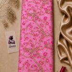 Luxury gold chain print on a vibrant pink background with elegant decorative accents-Italian Silk (ST01)
