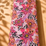 Bold floral pattern in vibrant pink and peach with a playful modern design-Spanish Cotton (PC11)