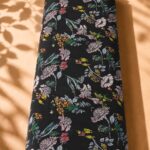 Elegant floral pattern on a black background with a sophisticated botanical design-Spanish Cotton (PC11)