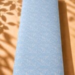 Delicate leaf pattern in soft sky blue and white with a subtle botanical design-Spanish Cotton (PC11)
