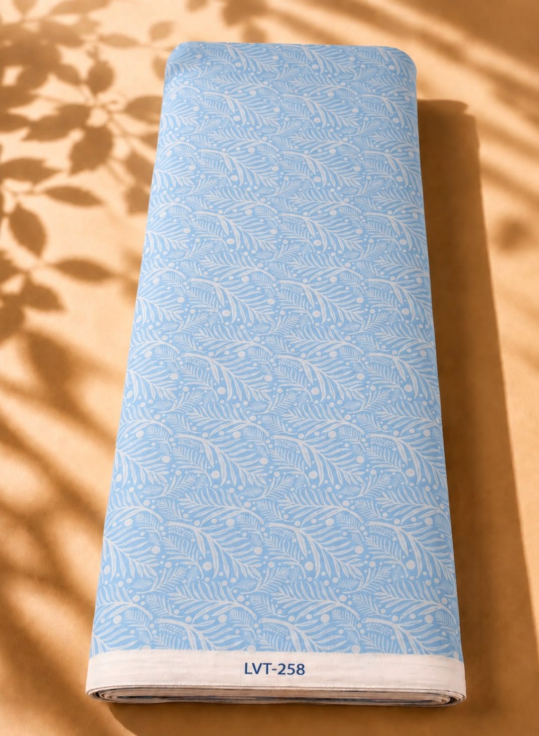 2026/08/1000054201.jpg Delicate leaf pattern in soft sky blue and white with a subtle botanical design-Spanish Cotton (PC11) - Image 1