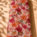 Elegant floral pattern in warm pink, red, and orange with a timeless botanical design-Spanish Cotton (PC11)