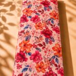 Elegant floral pattern in vibrant pink and orange with a soft botanical design-Spanish Cotton (PC11)