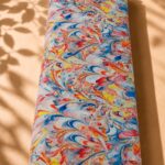 Abstract marble swirl pattern in vibrant multicolor with an artistic fluid design-Spanish Cotton (PC11)