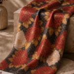 Refined black chiffon zari fabric featuring graceful floral motifs with subtle gold accents for an effortlessly elegant look-Italian Chiffon Zari (ZR16)