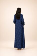 Deep blue abaya featuring a subtle all-over floral pattern for a refined and graceful look - DENIM L BLUE - Image 2
