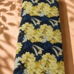 Elegant yellow florals with deep navy leaves on a dark background (CR01)
