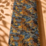 Artistic floral pattern in rich blue, mustard, and warm brown tones (CR01)