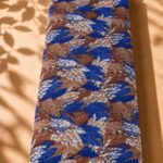 Bold blue and brown leaves with elegant ivory botanical details (CR01)
