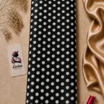 Elegant white polka dot pattern on a classic deep black background - Silk Jacquard (JD02)