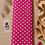 Playful white polka dot pattern on a vibrant fuchsia pink background - Silk Jacquard (JD02)