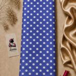 Classic white polka dot design on a rich royal blue background - Silk Jacquard (JD02)