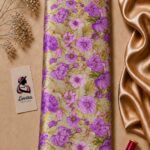 Delicate pink and purple florals blend beautifully with soft golden-green botanical details - Silk Jacquard (JD07)