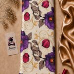 Silk jacquard fabric featuring a bold leopard-inspired floral design with elegant golden details - Silk Jacquard (JD07)