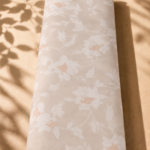 Minimal floral design featuring soft white blossoms and delicate branches in subtle beige and blush tones, creating a calm and refined look - SWISS COTTON (PC01)