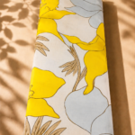 Elegant oversized floral design in bright yellow, soft gray, and beige tones - Spanish Cotton (PC11)
