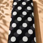 Black chiffon with bold white and dark gray polka dots for a stylish classic look - Italian Chiffon (CF01)