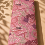 Pink chiffon with elegant chain, rope, and ornamental motifs in cream and burgundy tones - Italian Chiffon (CF01)