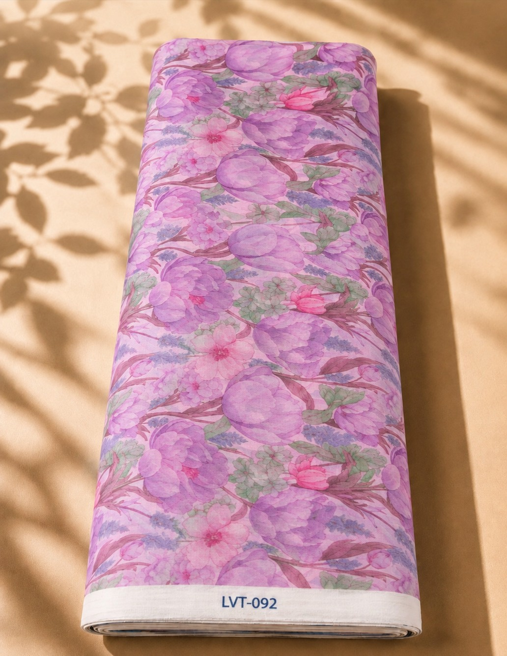 2026/08/1000058559.png Soft pink chiffon with elegant purple and pink florals accented by delicate green leaves - Italian Chiffon (CF01) - الصورة 1