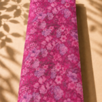 Vibrant fuchsia chiffon with dense floral motifs in soft pink and lavender tones - Italian Chiffon (CF01)