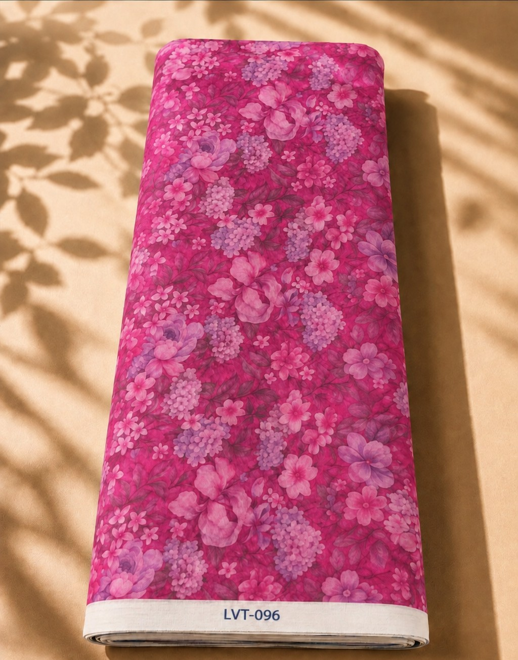 2026/08/1000058561-1.png Vibrant fuchsia chiffon with dense floral motifs in soft pink and lavender tones - Italian Chiffon (CF01) - الصورة 1