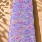 Soft lavender chiffon adorned with dreamy blue and lilac florals, accented by delicate pink and green details - Italian Chiffon (CF01)