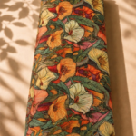 Rich multicolor chiffon with artistic orange, cream, and coral florals layered with deep green foliage - Italian Chiffon (CF01)